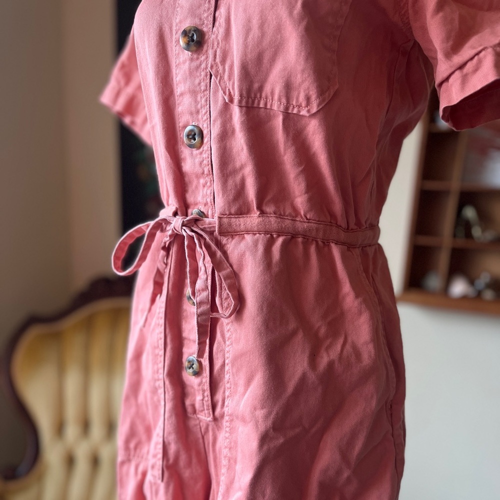 ☾ Madewell Wide-Leg Utility Jumpsuit Romper in Dried Coral - Picture 5 of 9